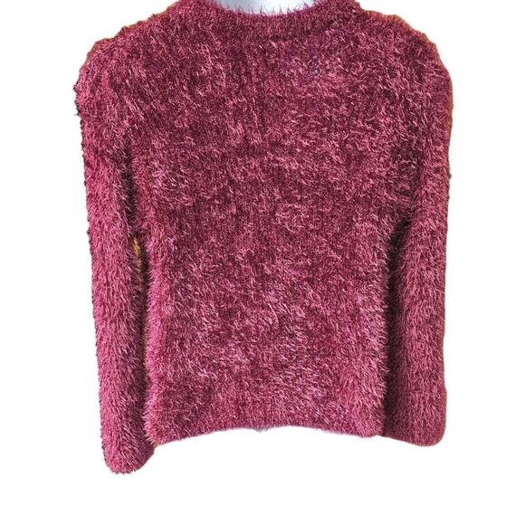 MISS B Women's Magenta Fuzzy Shimmer Long Sleeve Cropped Sweater SIZE S/M - Picture 7 of 11